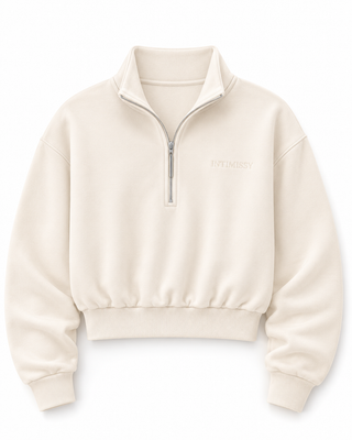 Signature Plush Quarter Zip Sweatshirt - Ivory