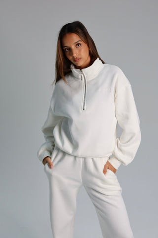 Signature Plush Quarter Zip Sweatshirt - Ivory