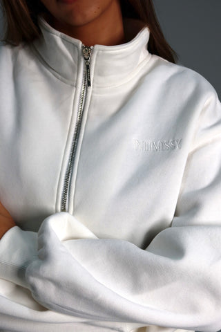 Signature Plush Quarter Zip Sweatshirt - Ivory