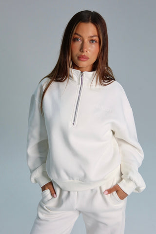 Signature Plush Quarter Zip Sweatshirt - Ivory