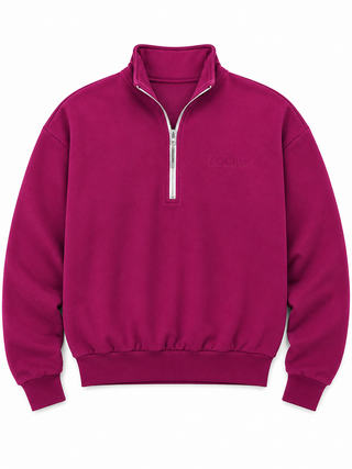 Signature Plush Quarter Zip Sweatshirt - Berry