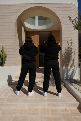 Black Empire Plush sweatpants made from 100% cotton with 3D tonal INTIMISSY branding