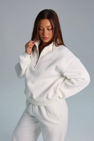 Signature Plush Quarter Zip Sweatshirt - Ivory