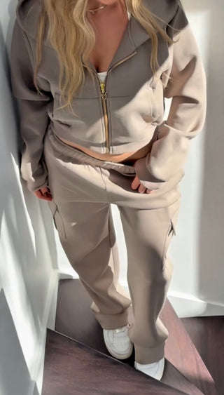 INTIMISSY Studio Plush Crop Jacket in Pistachio – women’s green plush cropped zip jacket with gold hardware, premium streetwear set