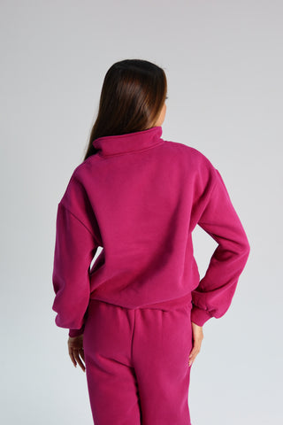 Signature Plush Quarter Zip Sweatshirt - Berry