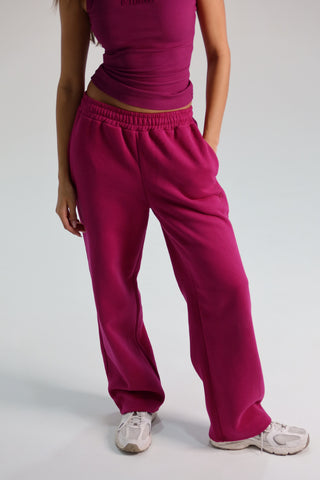 Signature Plush Straight Leg Sweatpants - Berry