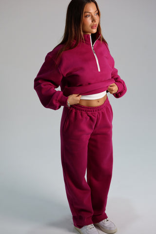 Signature Plush Straight Leg Sweatpants - Berry