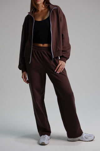 Cotton Pure Straight Leg Sweatpants - Mocha