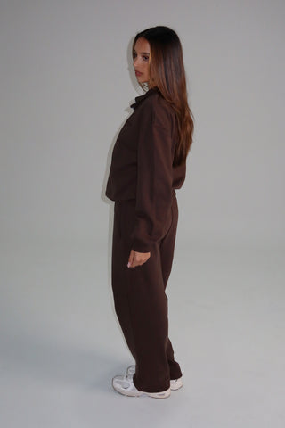 Cotton Pure Straight Leg Sweatpants - Mocha