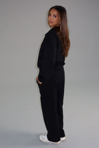 Cotton Pure Straight Leg Sweatpants - Black