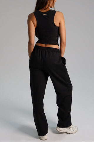 Cotton Pure Straight Leg Sweatpants - Black