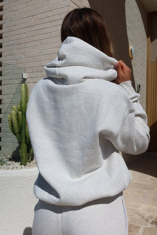 Oversized Ash grey Signature Plush hoodie made from 100% cotton with 3D tonal INTIMISSY branding