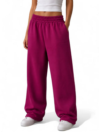 Signature Plush Straight Leg Sweatpants - Berry