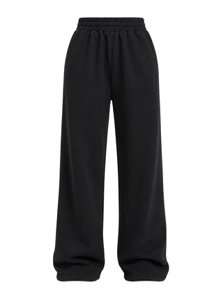 Cotton Pure Straight Leg Sweatpants - Black
