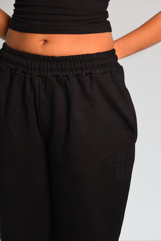 Cotton Pure Straight Leg Sweatpants - Black